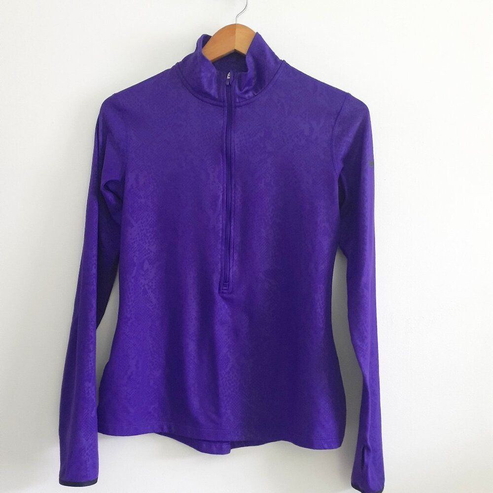 Nike Pro Dri-Fit Purple 3/4 Zip Pullover Swoosh Track Activewear Mock Jacket  M